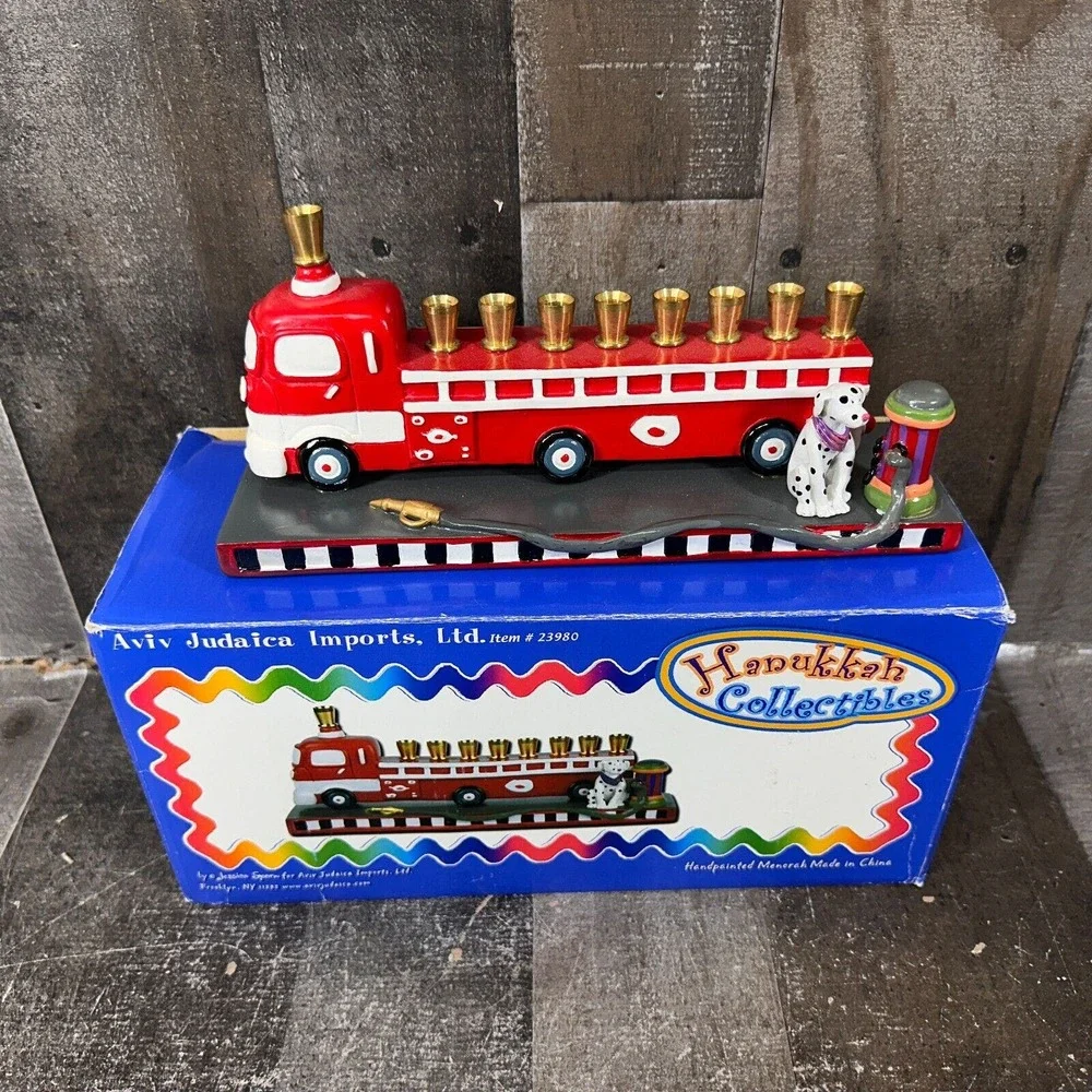 2011 Aviv‎ Judaica By Jessica Children’s Fire Truck Engine Hanukkah Menorah, .